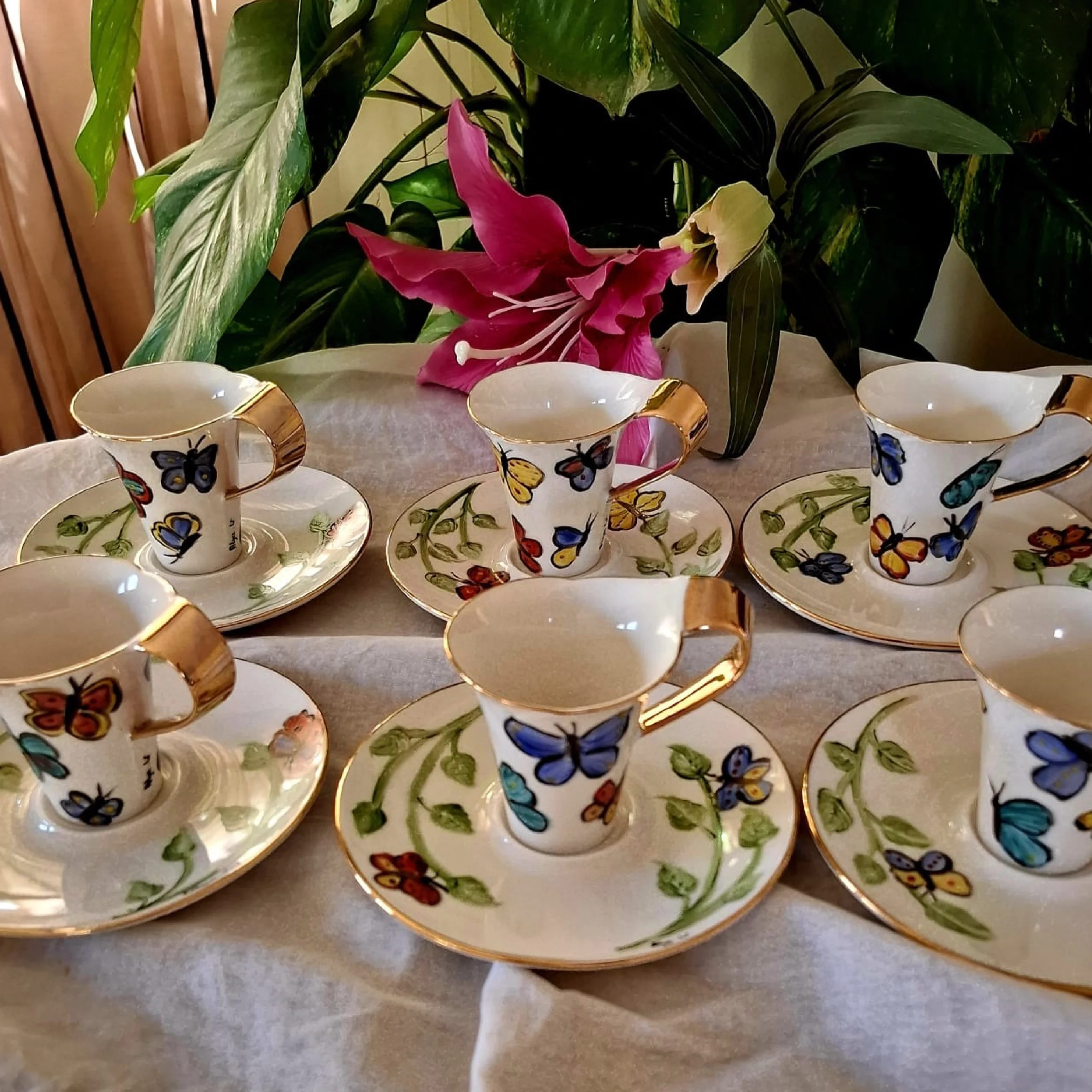Untitled-1-02 - 12-05-2025 12-21-09 Butterfly Coffee Set, white, Cup-7x7cm, Plate-14x15cm - Image 1