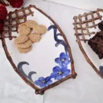 Delicate Blue Floral Plate, white, 20x35cm