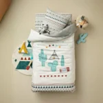 طقم غطاء لحاف مثلثات، أبيض، ٢٢٠×١٢٠×٢٢٠ سم