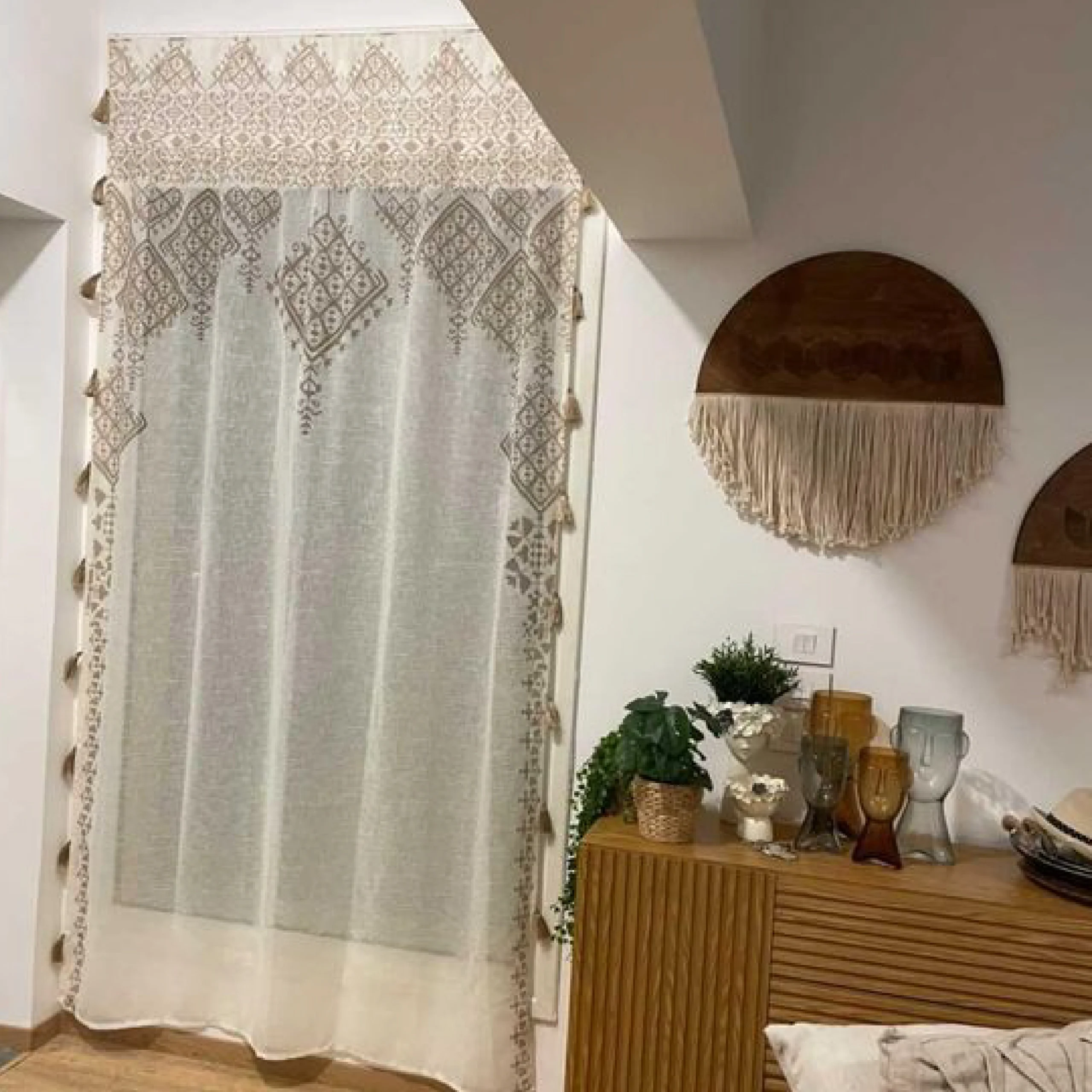 r-05 Rhombus curtain, Beige, 270x130x270cm. - Image 1