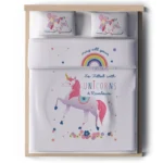 طقم ملايات يونيكورن، أبيض، ٢٤٠×١٧٠×٢٤٠ سم