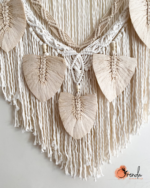 Feather Macramé Wall Hanging, White, 80×100cm. - Image 8