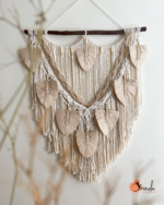 Feather Macramé Wall Hanging, White, 80×100cm.