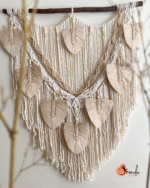 Feather Macramé Wall Hanging, White, 80×100cm. - Image 6