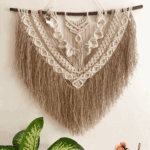 معلقة حائط مكرمية كبيرة بشراشيب خيش